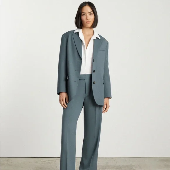 Everlane The 80s Blazer Italian Wool in Dusty Blue NWT - Picture 1 of 4